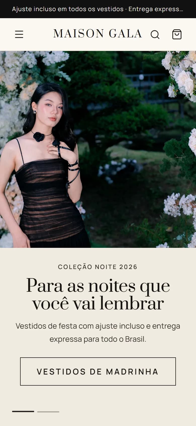 Página inicial do template Gala